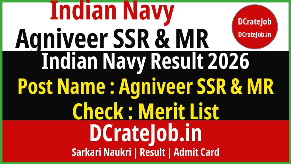 Indian Navy Agniveer SSR & MR Result 2026 featured banner - DCrateJob.in
