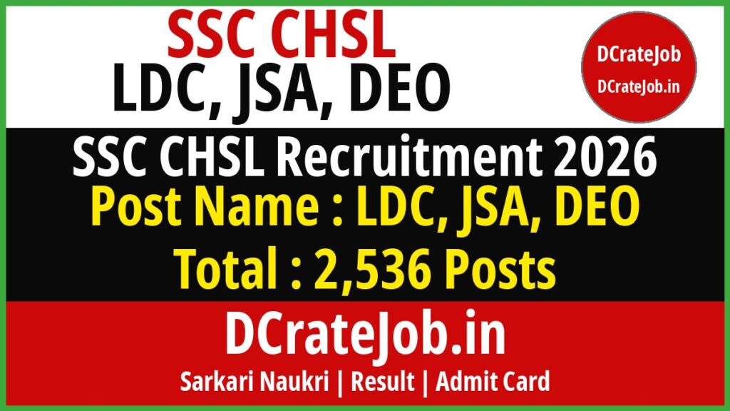 SSC CHSL LDC, JSA, DEO Recruitment 2026 featured banner - DCrateJob.in