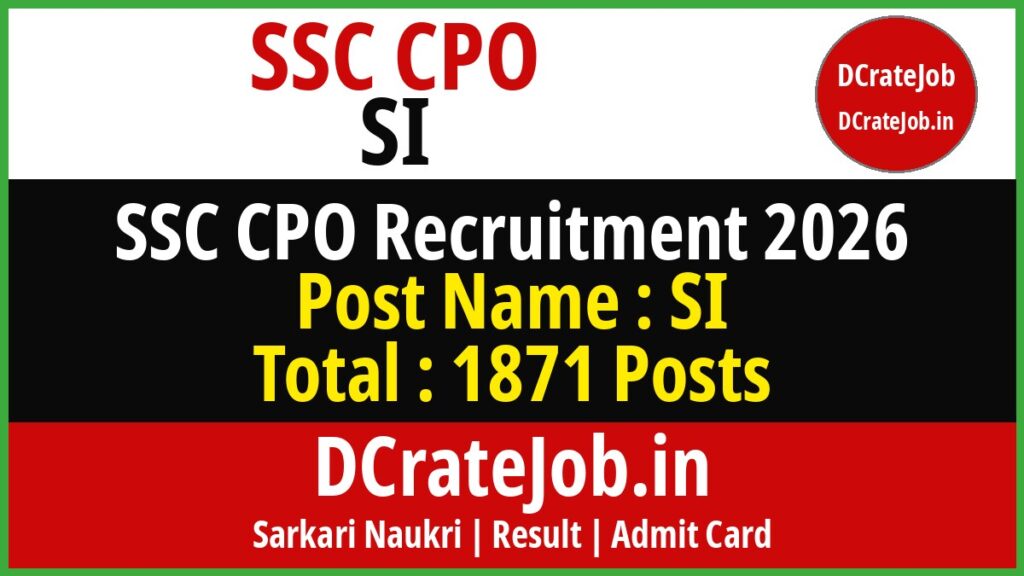 SSC CPO SI Recruitment 2026 featured banner - DCrateJob.in