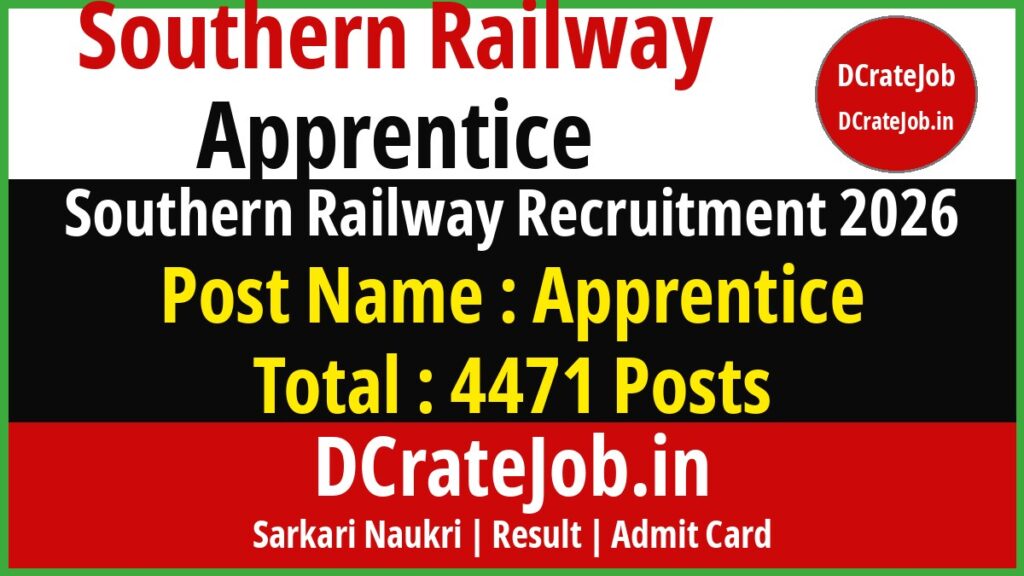 Southern Railway Apprentice Recruitment 2026 featured banner - DCrateJob.in