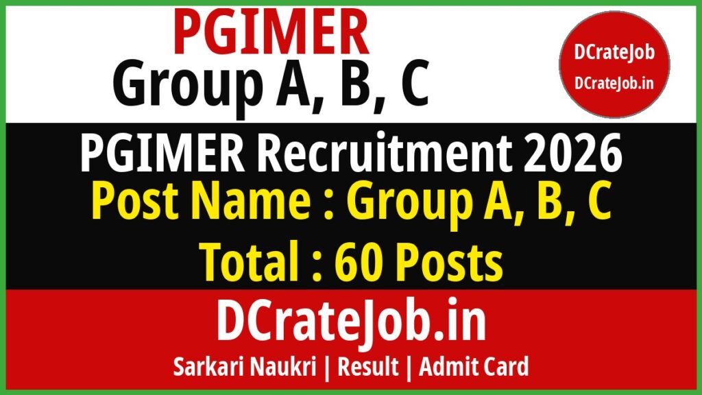 PGIMER Group A, B, C Recruitment 2026 featured banner - DCrateJob.in