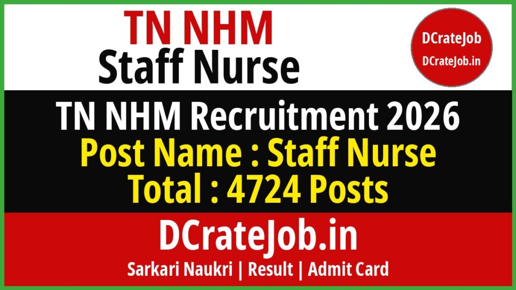 TN NHM Staff Nurse Recruitment 2026 featured banner - DCrateJob.in