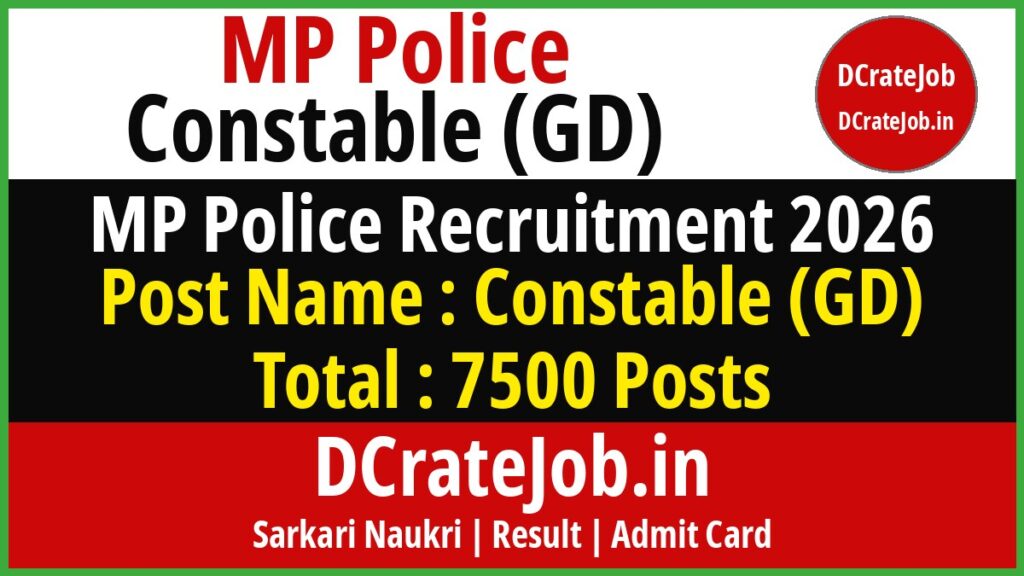 MP Police Constable (GD) Recruitment 2026 featured banner - DCrateJob.in