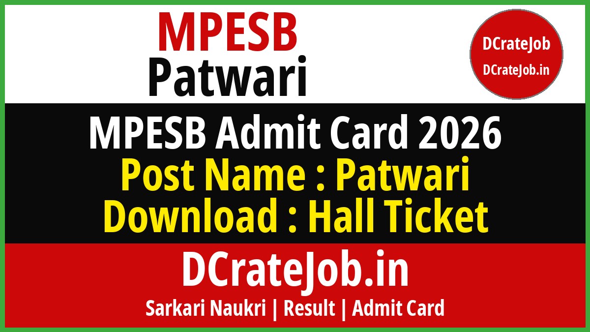 Importance Card MPESB Patwari Admit Card 2026 Released – Download Hall Ticket - dcratejob