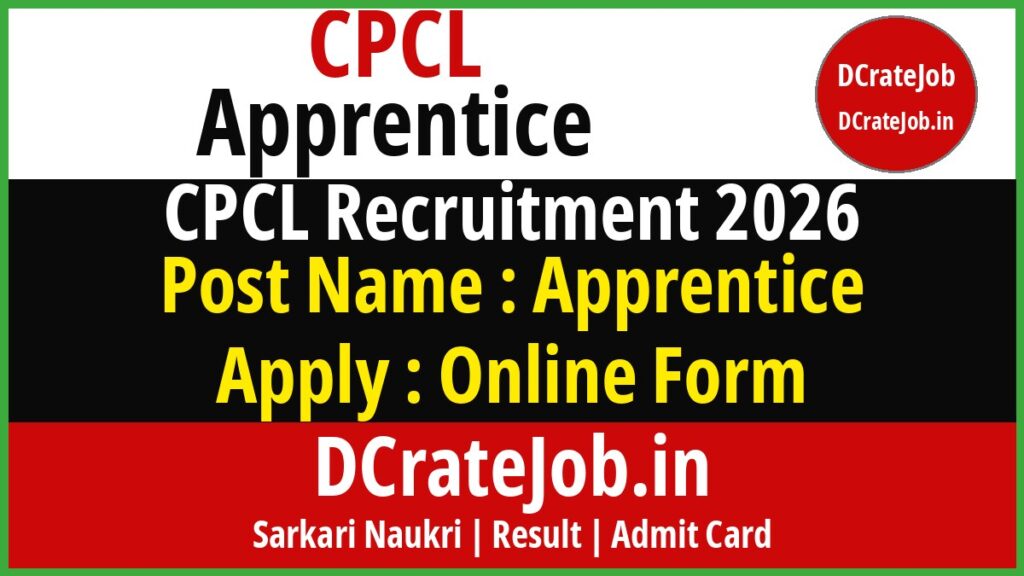 CPCL Apprentice Recruitment 2026 featured banner - DCrateJob.in