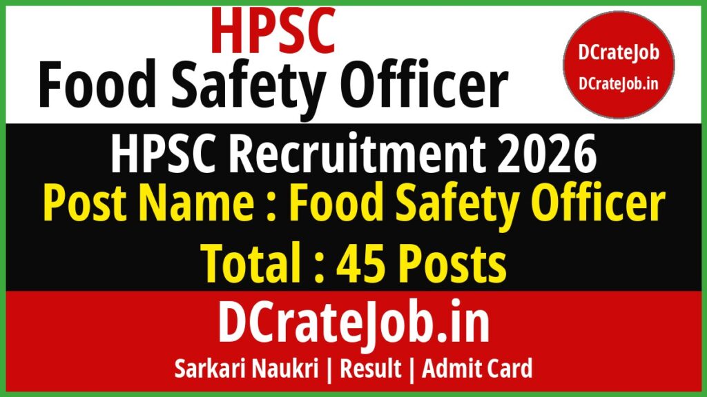 HPSC Food Safety Officer Recruitment 2026 featured banner - DCrateJob.in