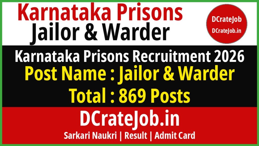 Karnataka Prisons Jailor & Warder Recruitment 2026 featured banner - DCrateJob.in