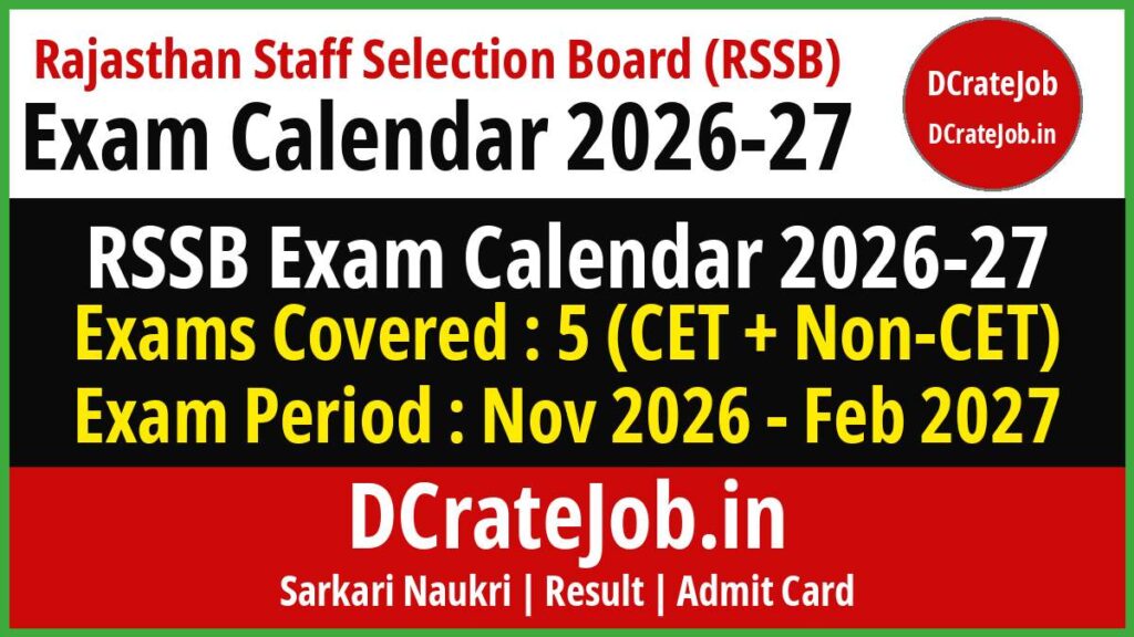 RSSB Exam Calendar 2026-27 – CET and recruitment exam dates