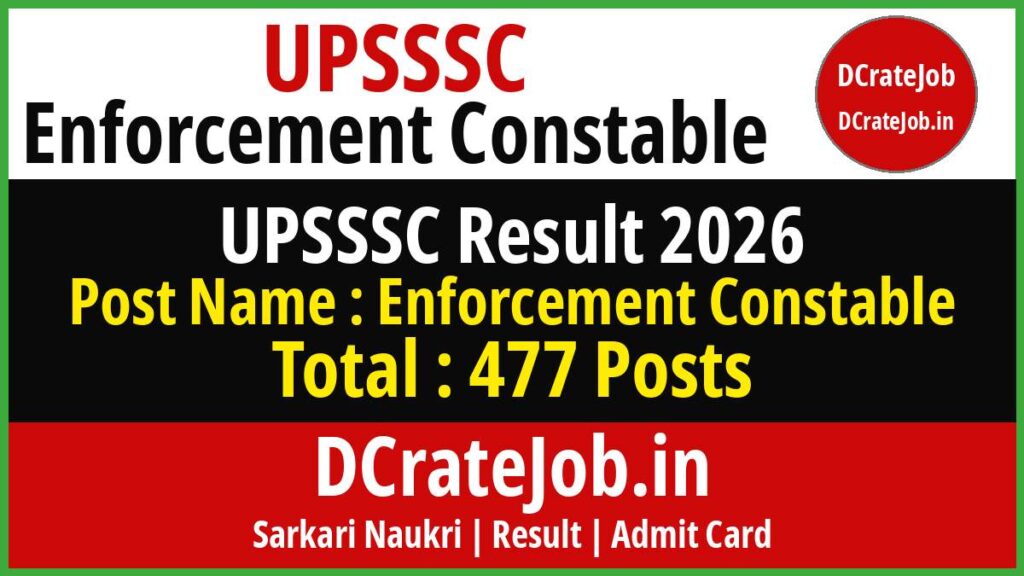 UPSSSC Enforcement Constable Final Result 2026 Check Online
