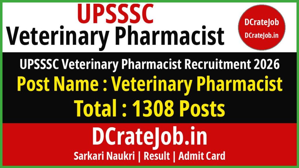 UPSSSC Veterinary Pharmacist Recruitment 2026 – 1308 posts online form banner
