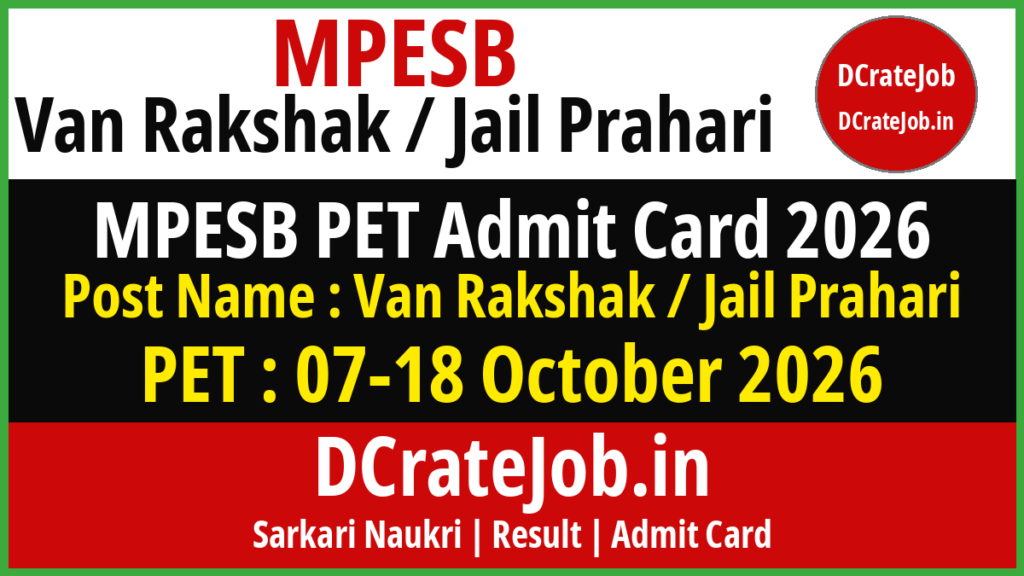 MPESB Van Rakshak Jail Prahari PET Admit Card 2026