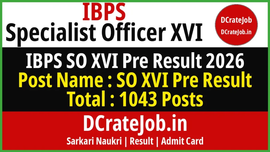 IBPS SO XVI Pre Result 2026 banner