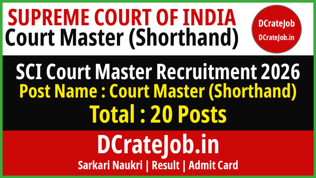 SCI Court Master Recruitment 2026