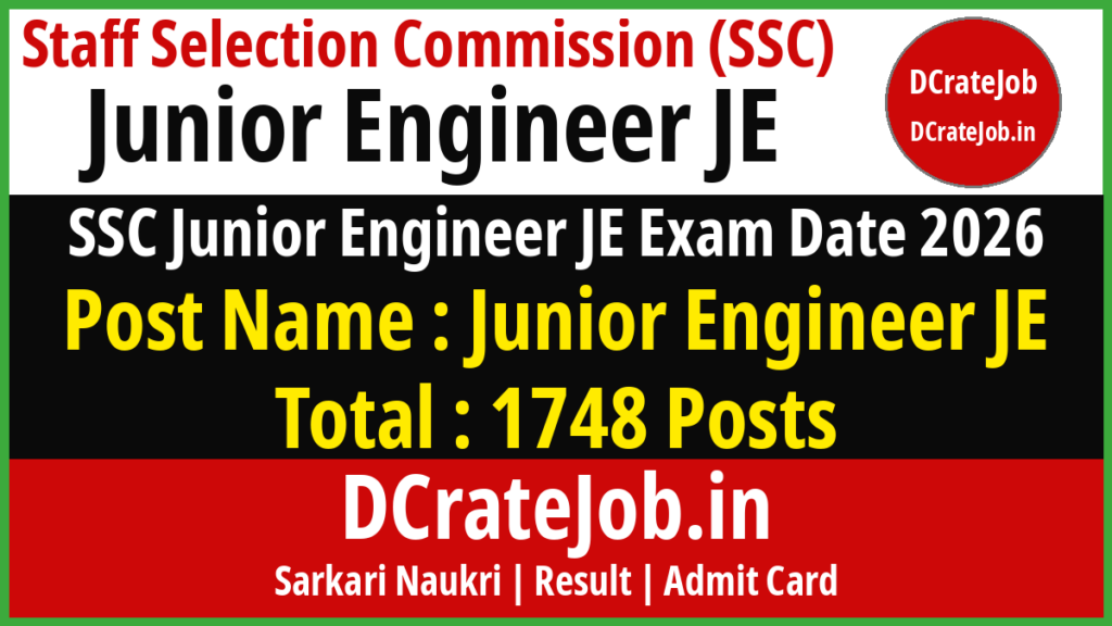 SSC JE Exam Date 2026