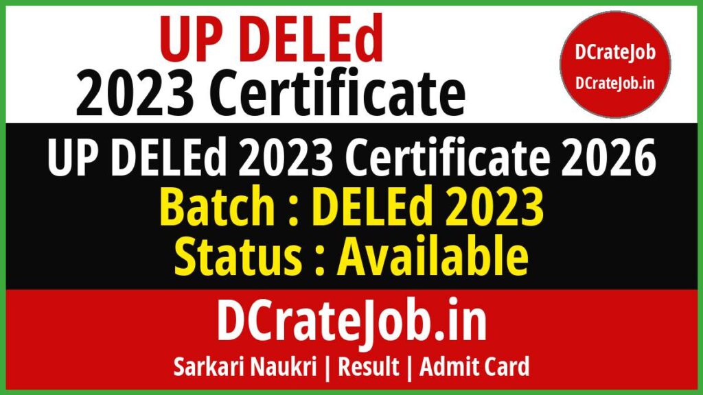UP DELEd 2023 Certificate Download 2026