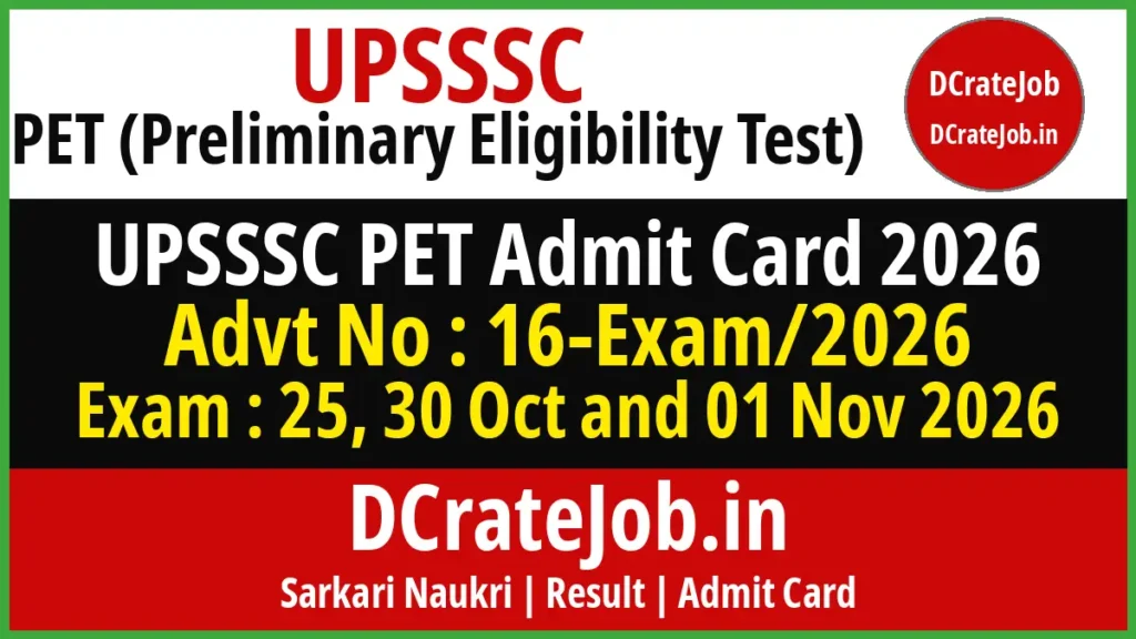 UPSSSC PET Admit Card 2026