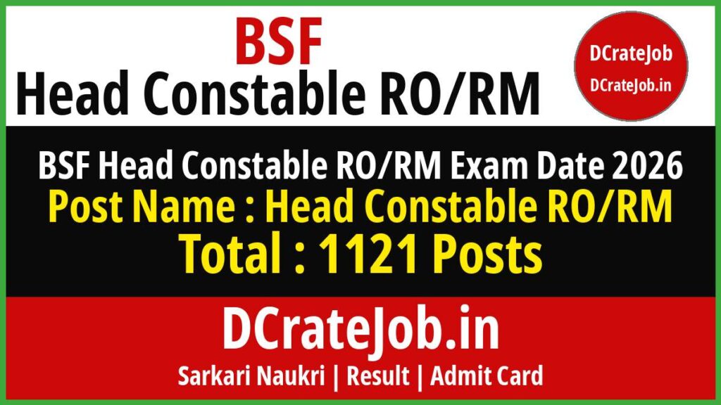 BSF Head Constable RO/RM Exam Date 2026