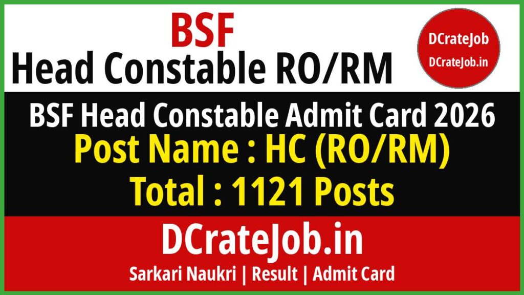 BSF Head Constable RO RM Admit Card 2026 banner