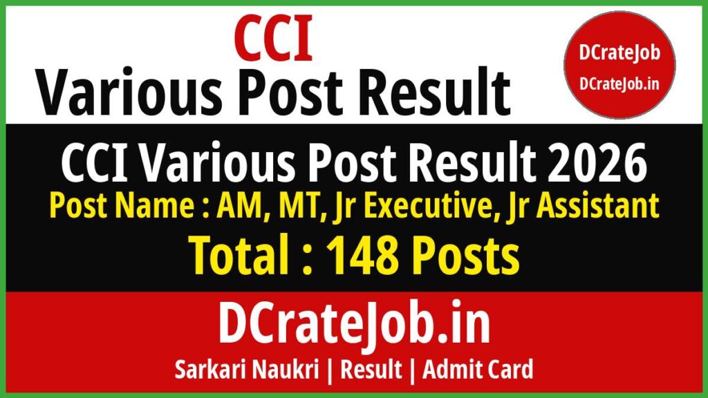 CCI Various Post Result 2026 banner - Cotton Corporation of India 148 posts merit list