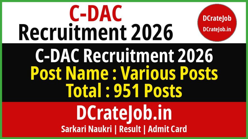 C-DAC Recruitment 2026 banner - Apply Online for 951 Contractual Posts