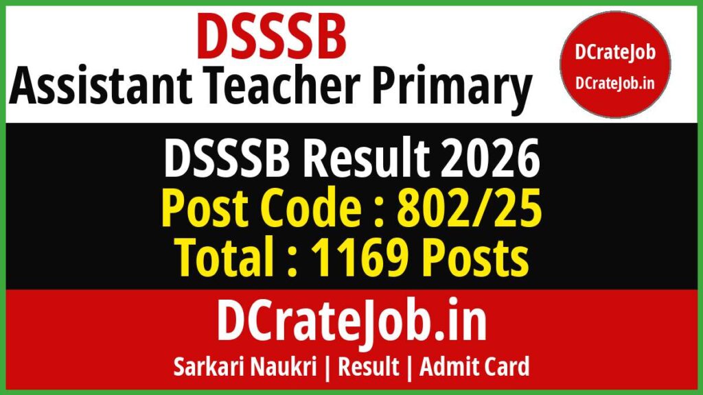DSSSB Assistant Teacher Primary Result 2026