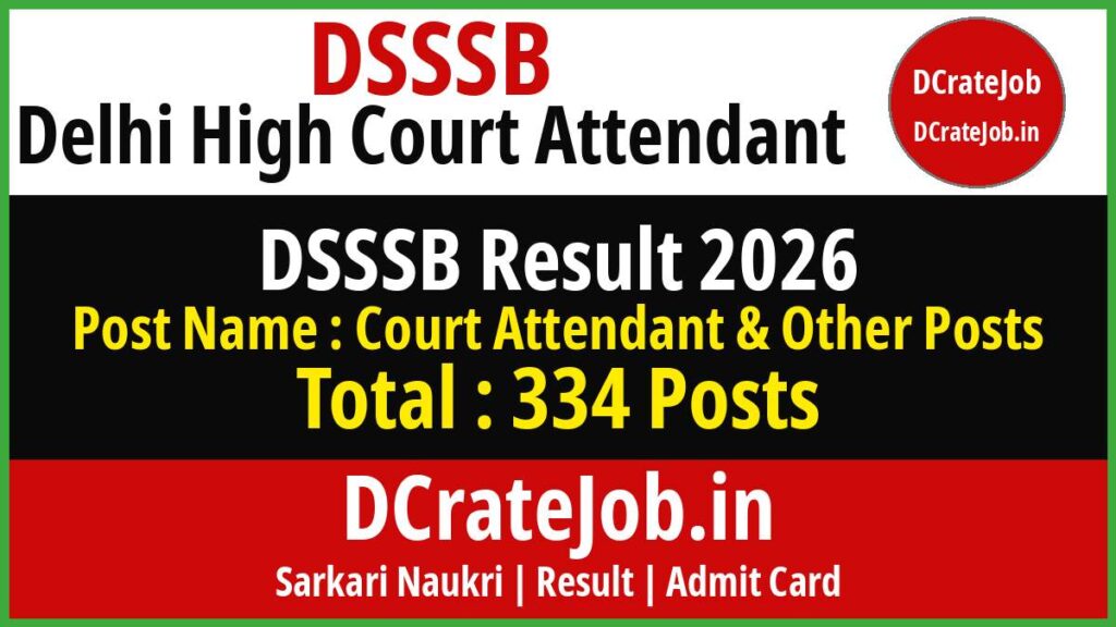 DSSSB Delhi High Court Attendant Result 2026