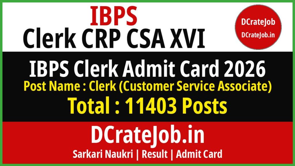 IBPS Clerk 16th Pre Exam Admit Card 2026