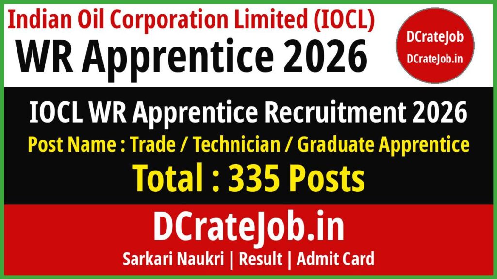 IOCL WR Apprentice Recruitment 2026 – 335 Posts Online Form