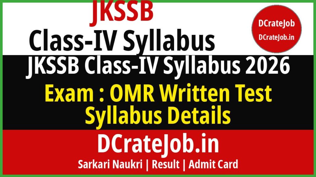 JKSSB Class IV Syllabus 2026