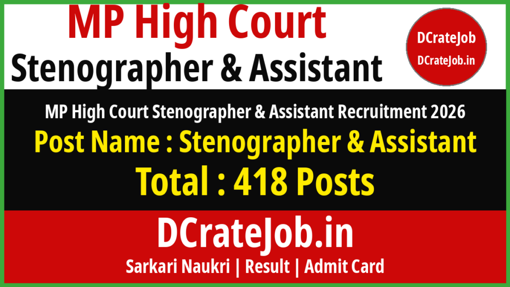 MP High Court Stenographer & Assistant Recruitment 2026
