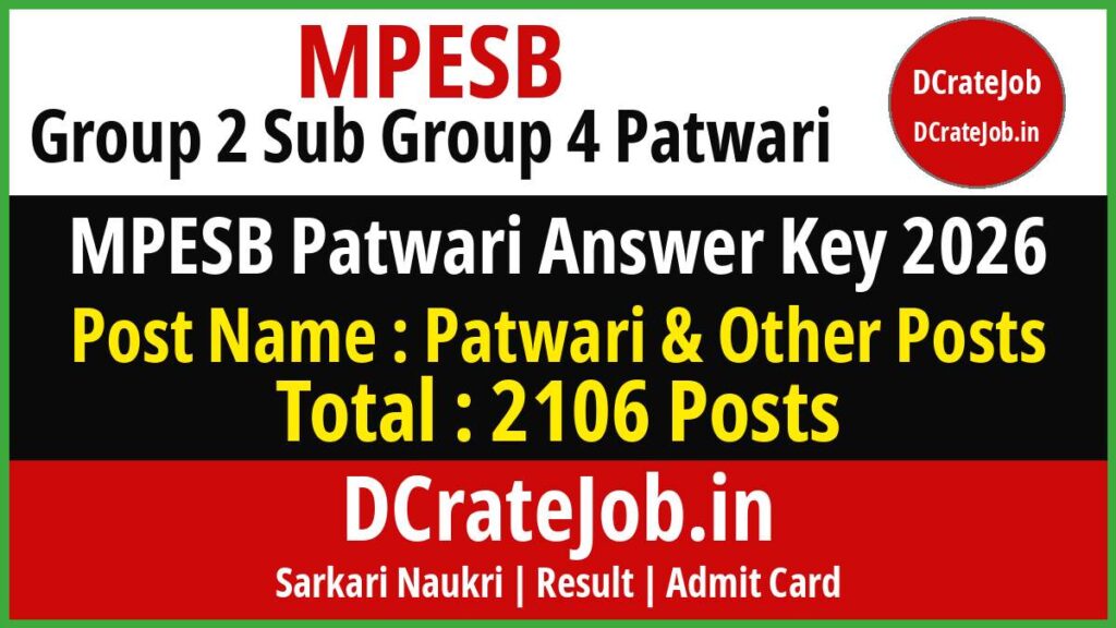 MPESB Group 2 Sub Group 4 Answer Key 2026