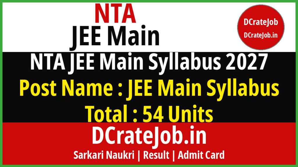 NTA JEE Main Syllabus 2027