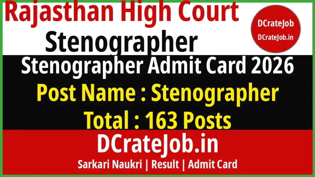 Rajasthan High Court Stenographer Admit Card 2026