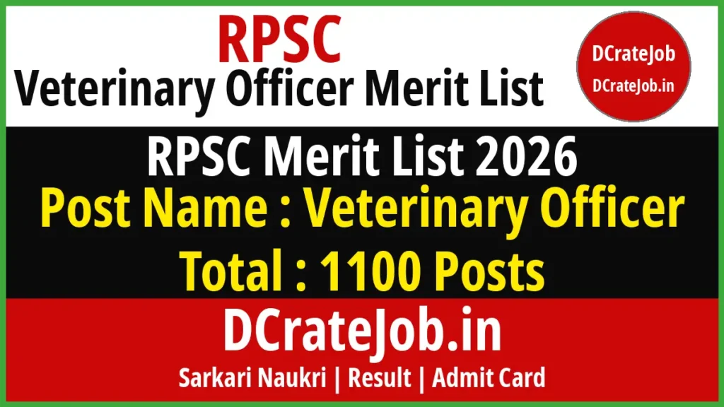 RPSC Veterinary Officer Result 2026