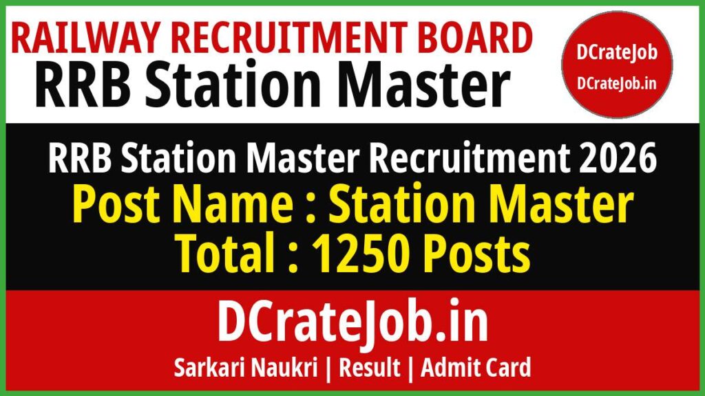 Railway RRB Station Master Recruitment 2026 Online Form