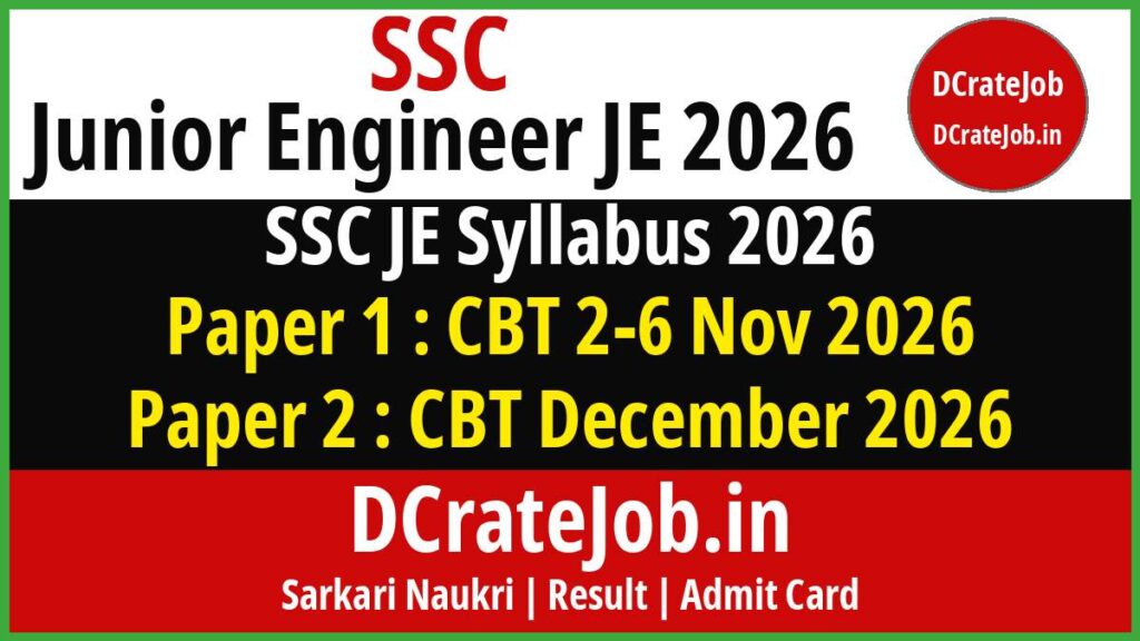 SSC JE Syllabus 2026 Paper 1 Paper 2 exam pattern