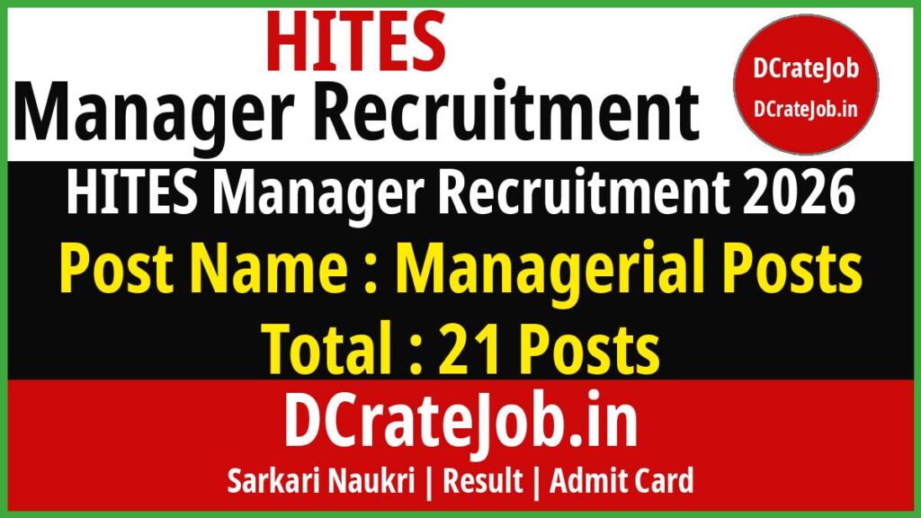 HITES Manager Recruitment 2026 — 21 Chief Manager, Senior Operations Manager, Operations Manager posts on 3-year contract