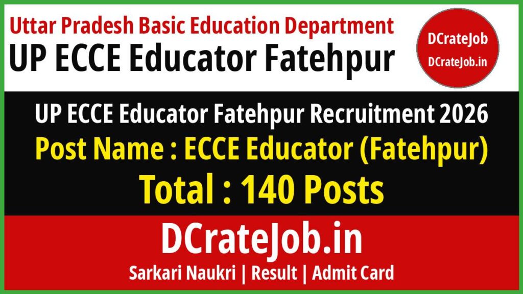 UP ECCE Educator Fatehpur Recruitment 2026 banner - 140 ECCE Educator posts online form