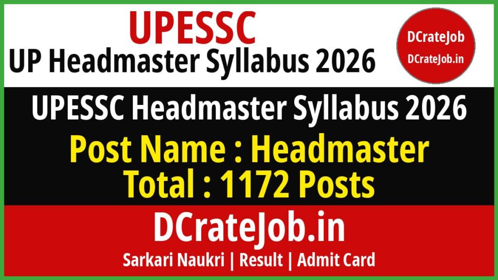 UPESSC UP Headmaster Syllabus 2026 PDF Download