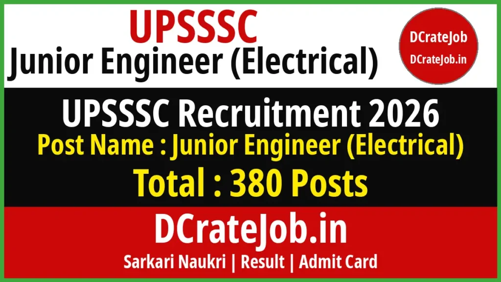 UPSSSC JE Electrical Online Form 2026 – 380 Posts